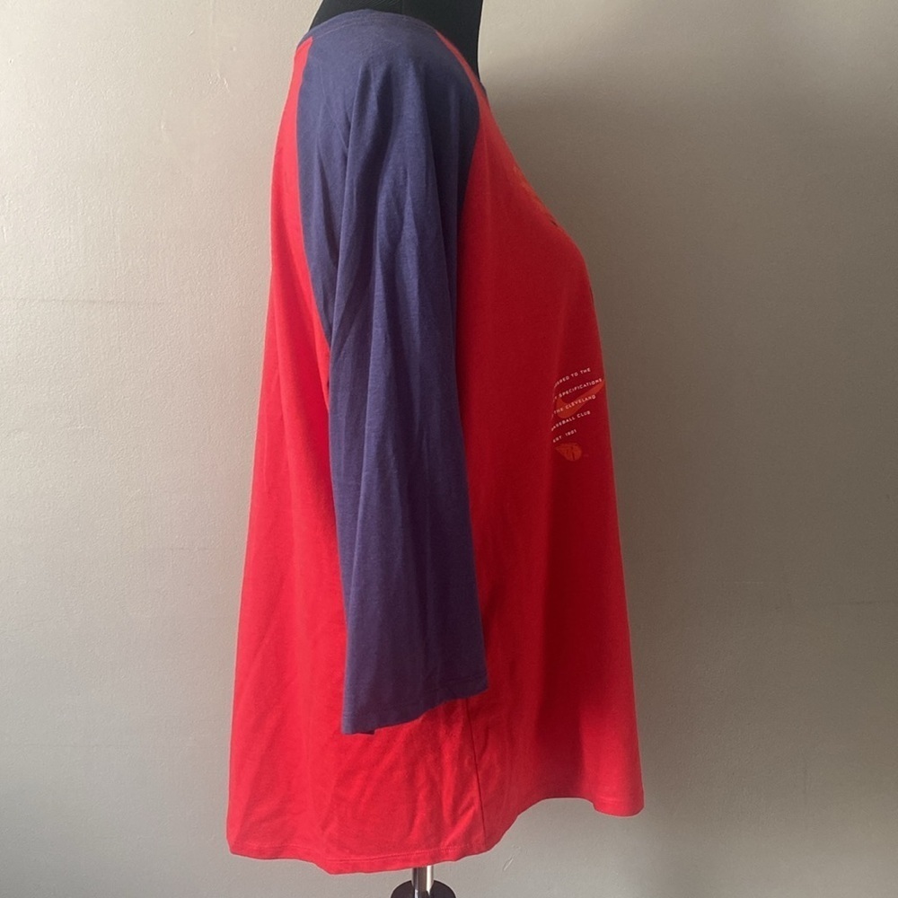 Nike Cleveland Guardians Baseball Tee 3/4 Sleeve Red & Blue Sz XXL NWOT - Picture 4 of 7